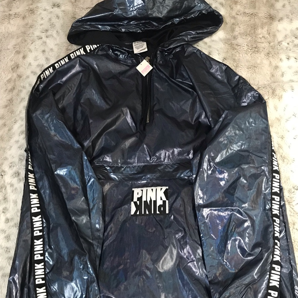 PINK Victoria’s Secret Holographic Anorak New xs
